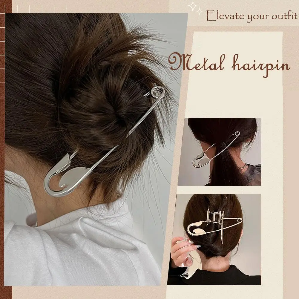 Neue große Sicherheitsnadel Metall Haarklammern Haarspangen für Frauen Mädchen Haarschmuck Haarspangen Haarnadeln Cyberpunk Kopfbedeckung Geschenke