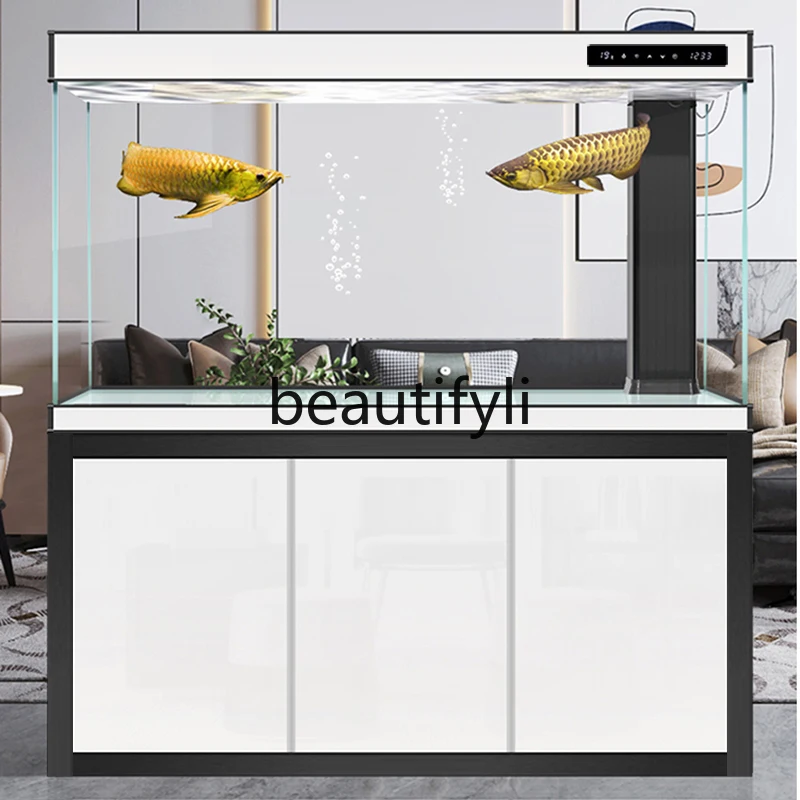 Living room household ultra-white glass large ecological bottom filter integrated arowana tank