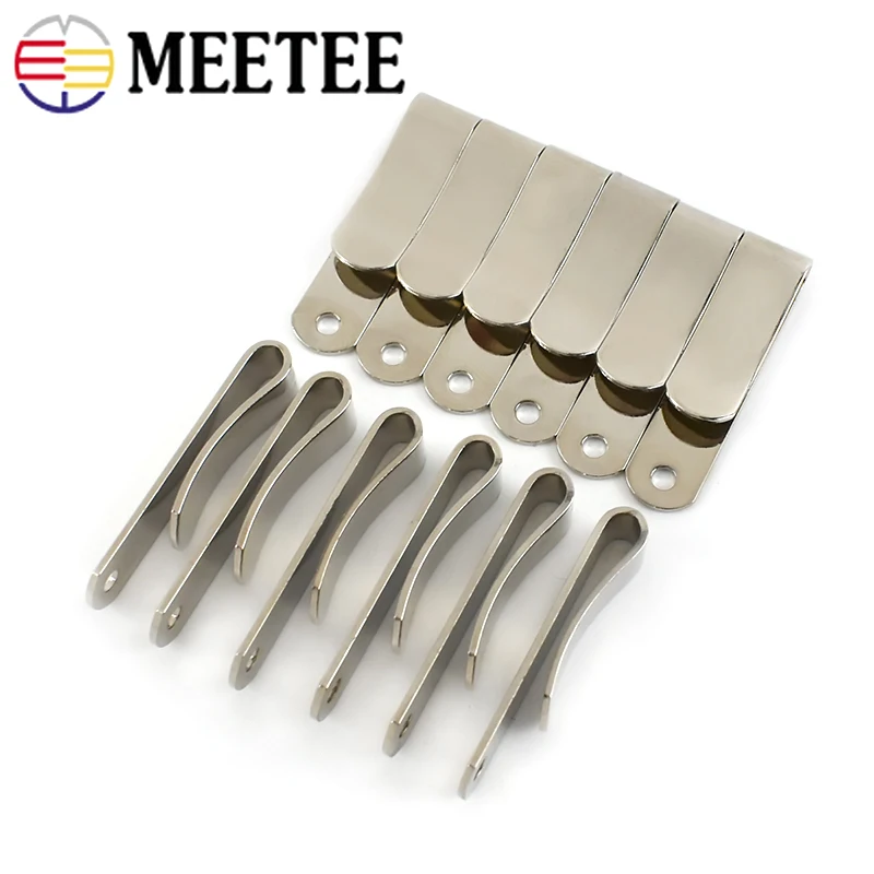 Meetee 10/20/30Pcs Metal Belt Clip With Hole 32x8mm Holster Sheath Hook Buckle Bag Leather Purse Clips DIY Hardware Accessories