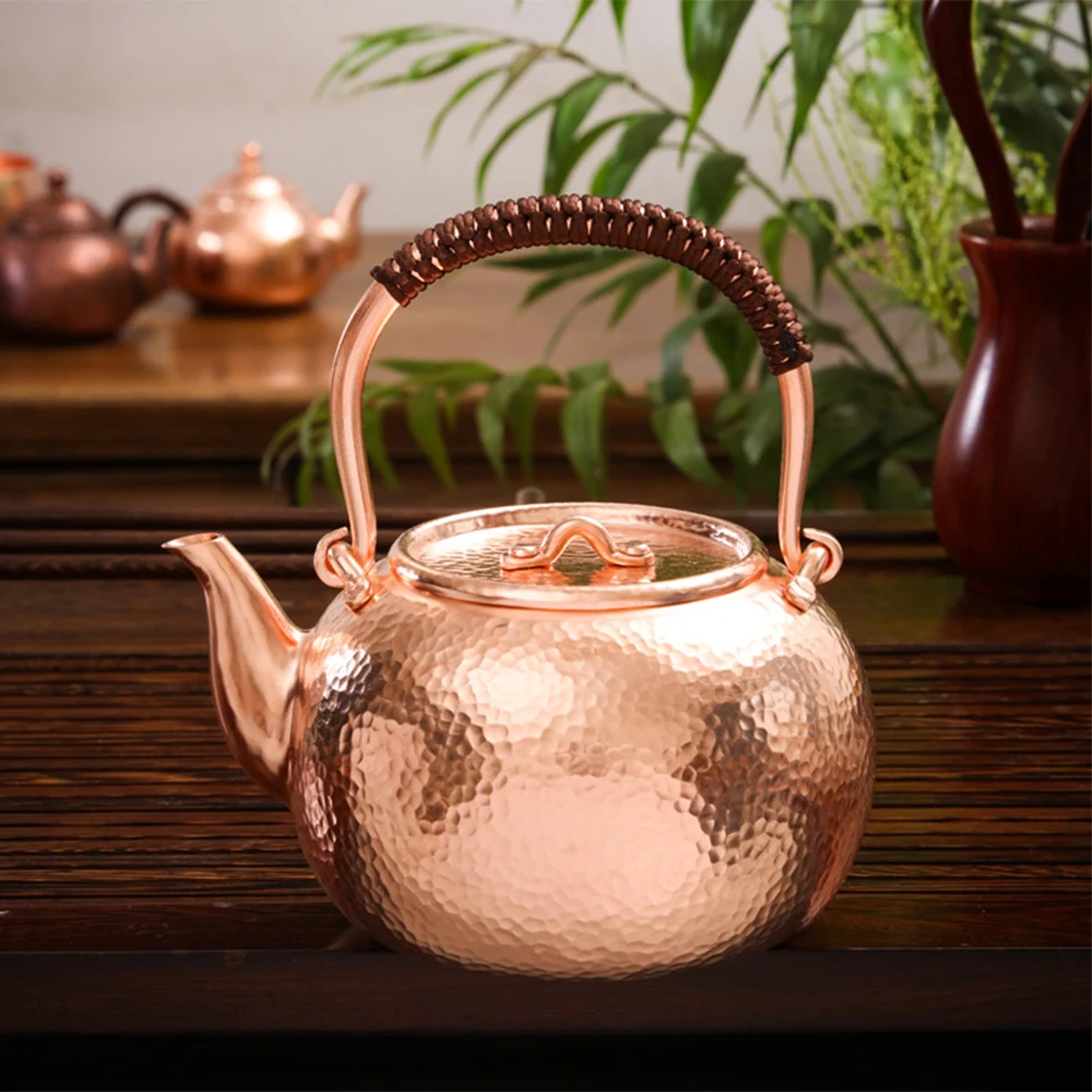 Traditional handmade purple copper kettle, Home copper pot for brewing tea, Health teapot, Large capacity boiling water kettle