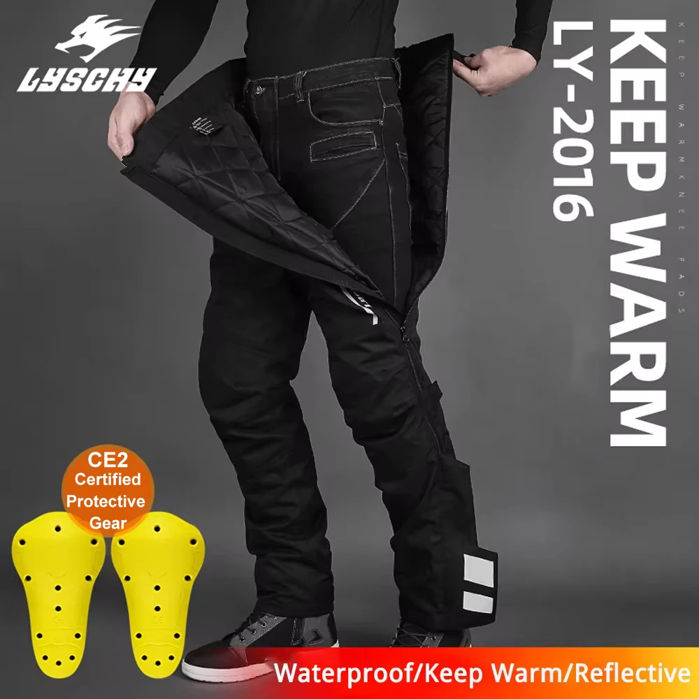 LYSCHY Motorcycle Windproof Pants Men Quick Take Off Trousers Winter Waterproof Warm Anti-fall Motocross Quick Release Pants