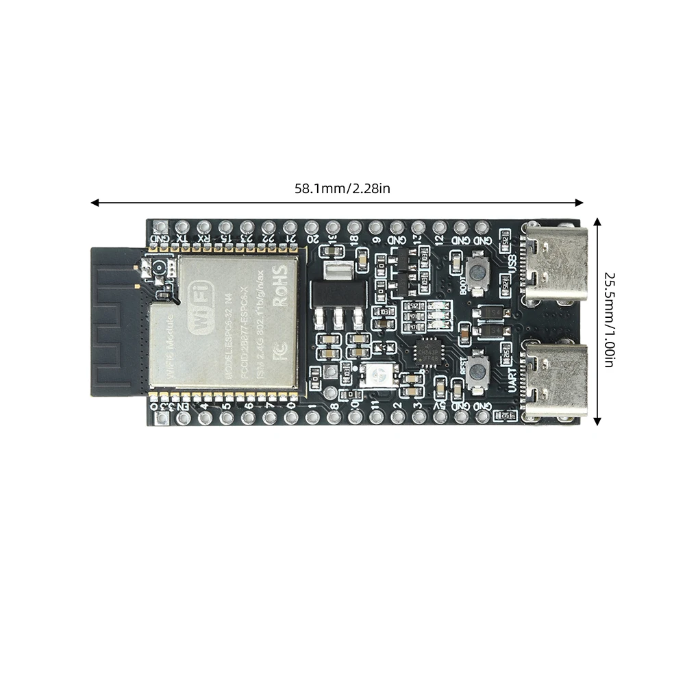 ESP32-C6 Entwicklungsboard WiFi 6 Bluetooth 5 RISC-V32 Stromsparendes IoT-Funkmodul für Smart Home und industrielle Anwendungen – Detail 12
