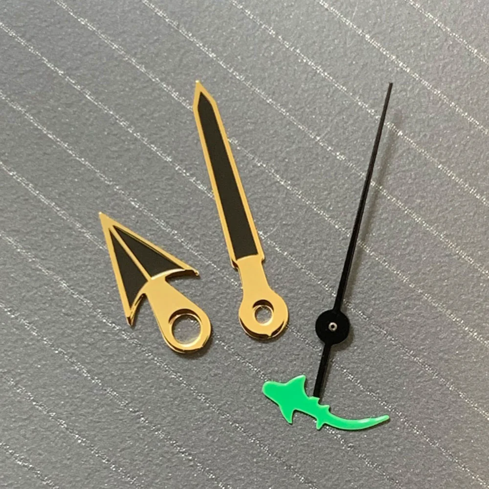 Lancette dell'orologio con tartaruga/pesce accessori di ricambio per orologi con bordo dorato di seconda mano per movimento Nh35/36/4R/7S No luminoso
