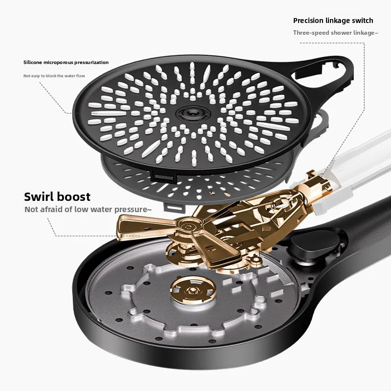 All Copper Shower Faucet Set Three Valve Mixer Bathroom Shower System Shower Head and Handle Set Shower Head Set Silver Gray view 5