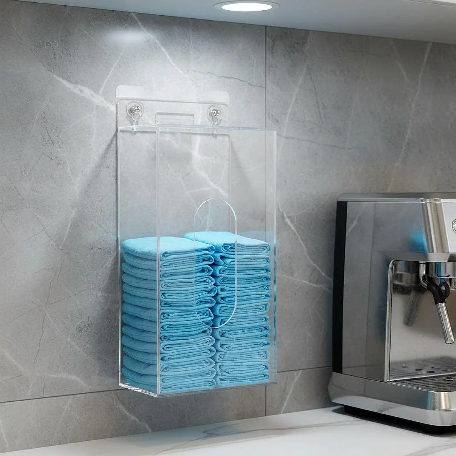 Space Saving Acrylic Glove Box Holder Wall Mount Storage Case Organizer for Disposable Gloves Face Masks