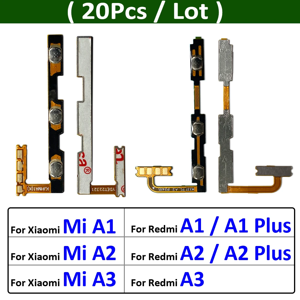 

20 шт., кнопка регулировки громкости, кнопка включения и выключения, шлейф для Xiaomi Mi A1 A2 A3 Redmi A1 A2 A3 Plus