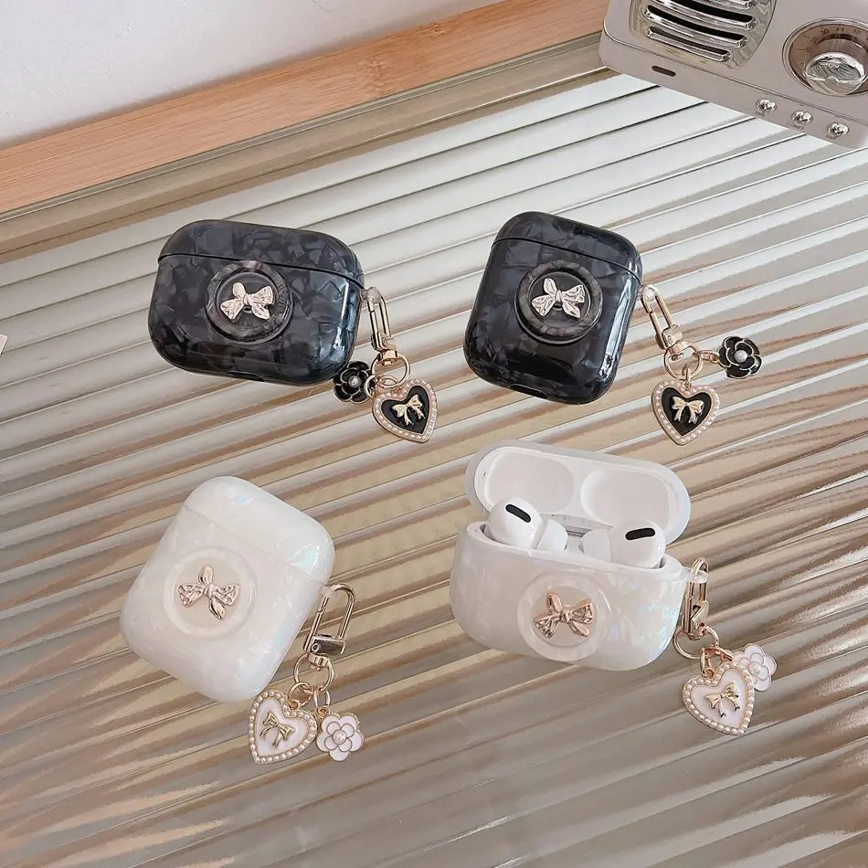 Para airpods caso 1/2 pro bonito coréia flor pingente hearphone capa fundas para vagens de ar 2 fone ouvido caso protetor