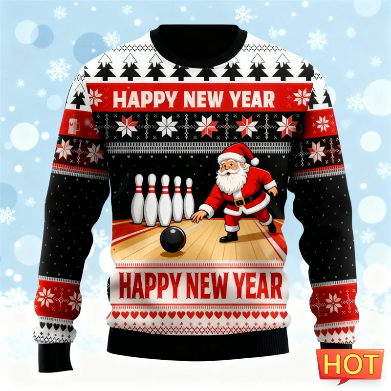 

Новинка 2026, забавные толстовки с рисунком Санта-Клауса, модные новогодние 3D принты, уродливые рождественские толстовки, свободные уличные пуловеры