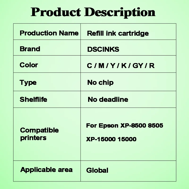 6pc 312 314 378XL 478XL Empty Refillable Cartridge Without Chip For Epson XP-8500 8505 XP-15000 15000 Printer 312XL 314XL