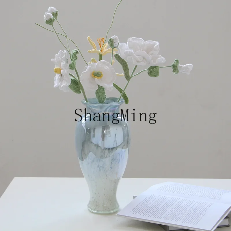 

CL peacock blue gradual change magnetic powder vase flower dining table TV cabinet decorative ornament bottle