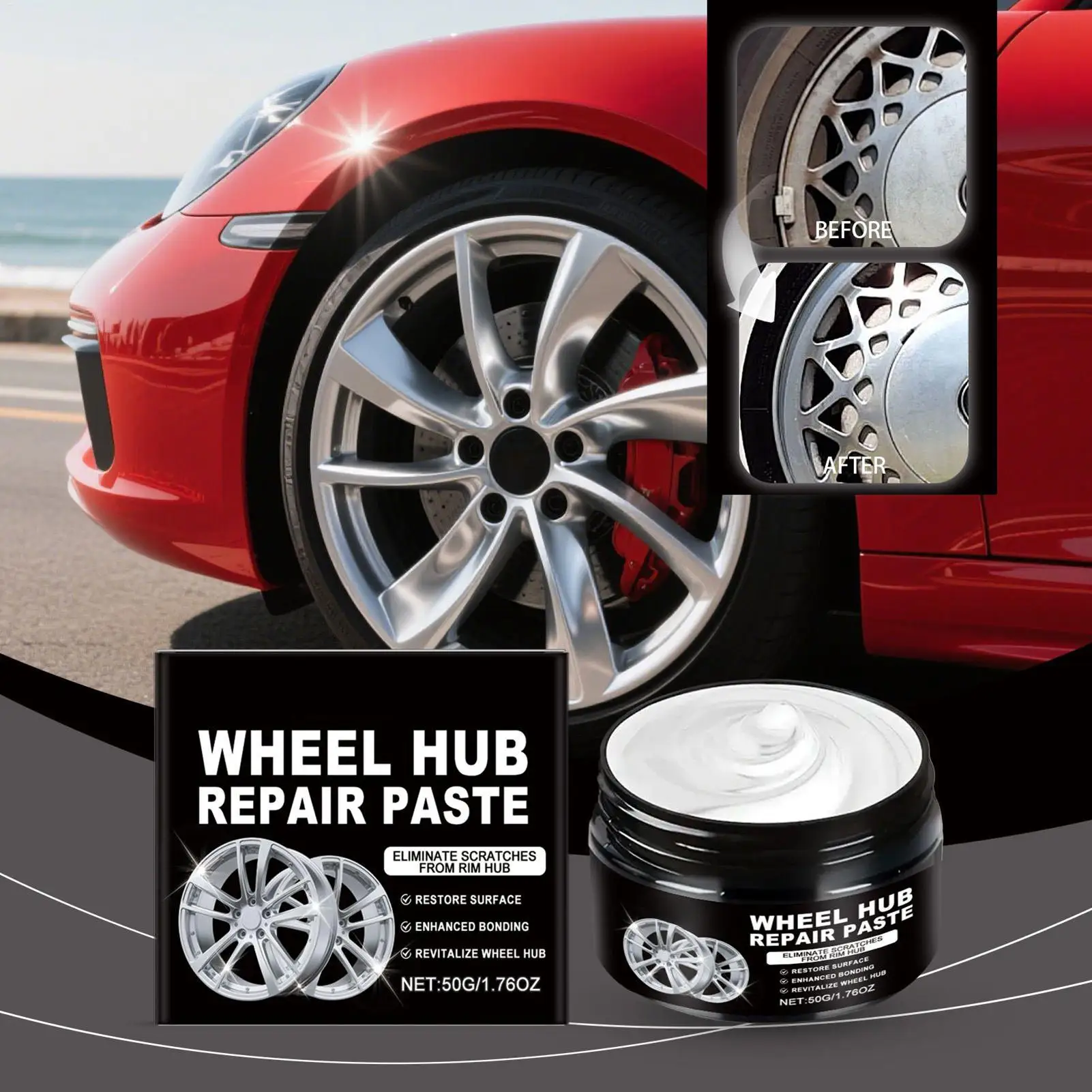 Wheel Hub Repair Paste 50g Wheel Scratch Repair Cream Rust-Resistant Wheel Hub Paste For Dressing Maintenance Restoration