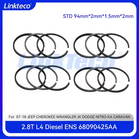 Engine Piston Ring Set Fit 2.8 T L L4 Diesel ENS For 07-18 JEEP WRANGLER CHEROKEE CHRYSLER VOYAGER DODGE GRAND CARAVAN 2.8T STD