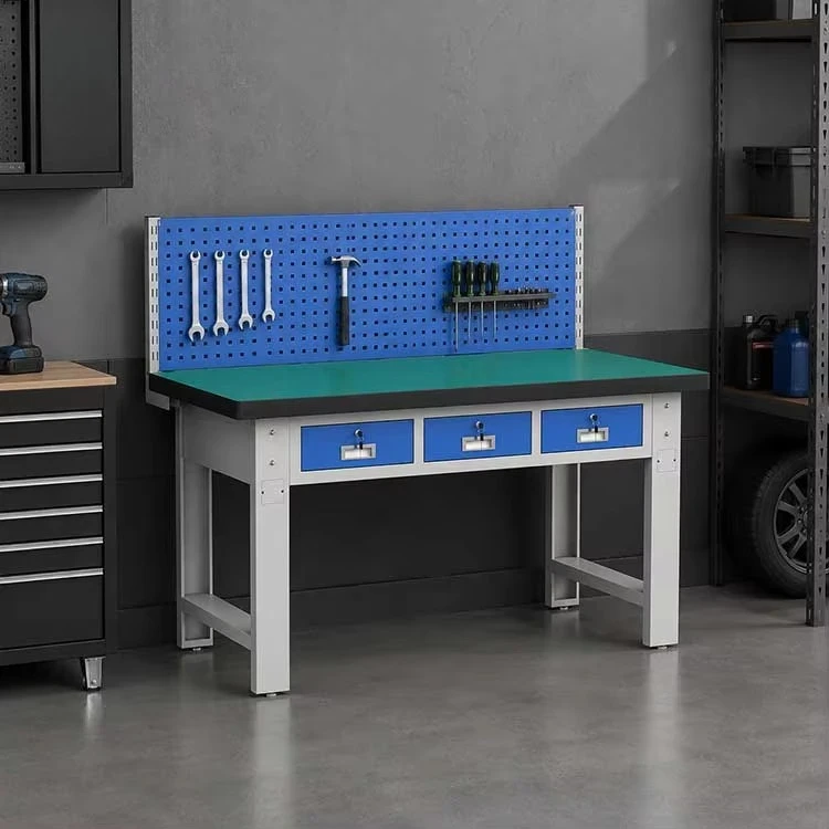 Railway Maintenance Workbench Pegboard Tool Organizer Three Drawer Steel Repair Table For Depot Workshop Technician Station