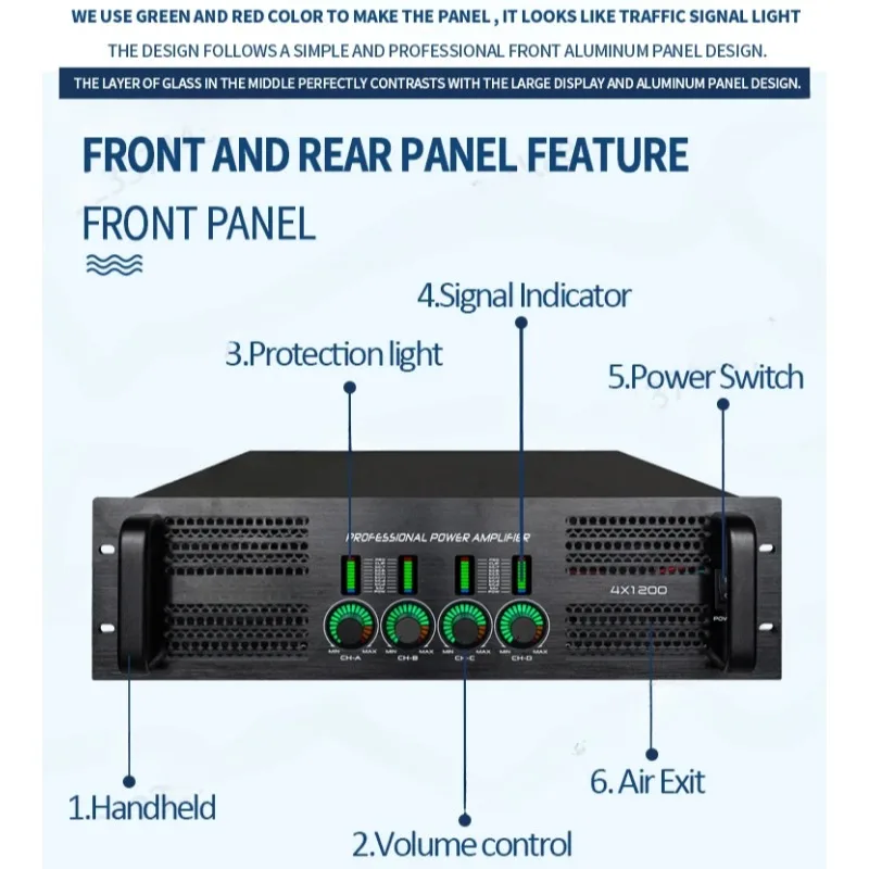 4 Channel Digital Stereo Power Amplifier Audio 1100w High Power Amplifiers