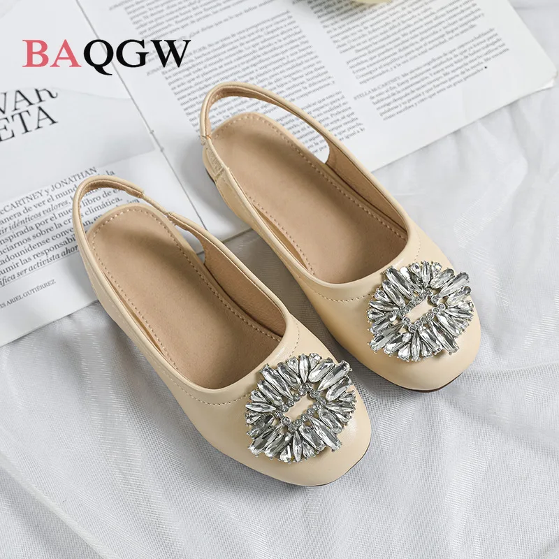 Girls Luxury Sandals Spring Summer Kids Fashion Princess Dress Shoes Bling Baby Toddler Flats Mary Janes Rhinestone Soft Sole