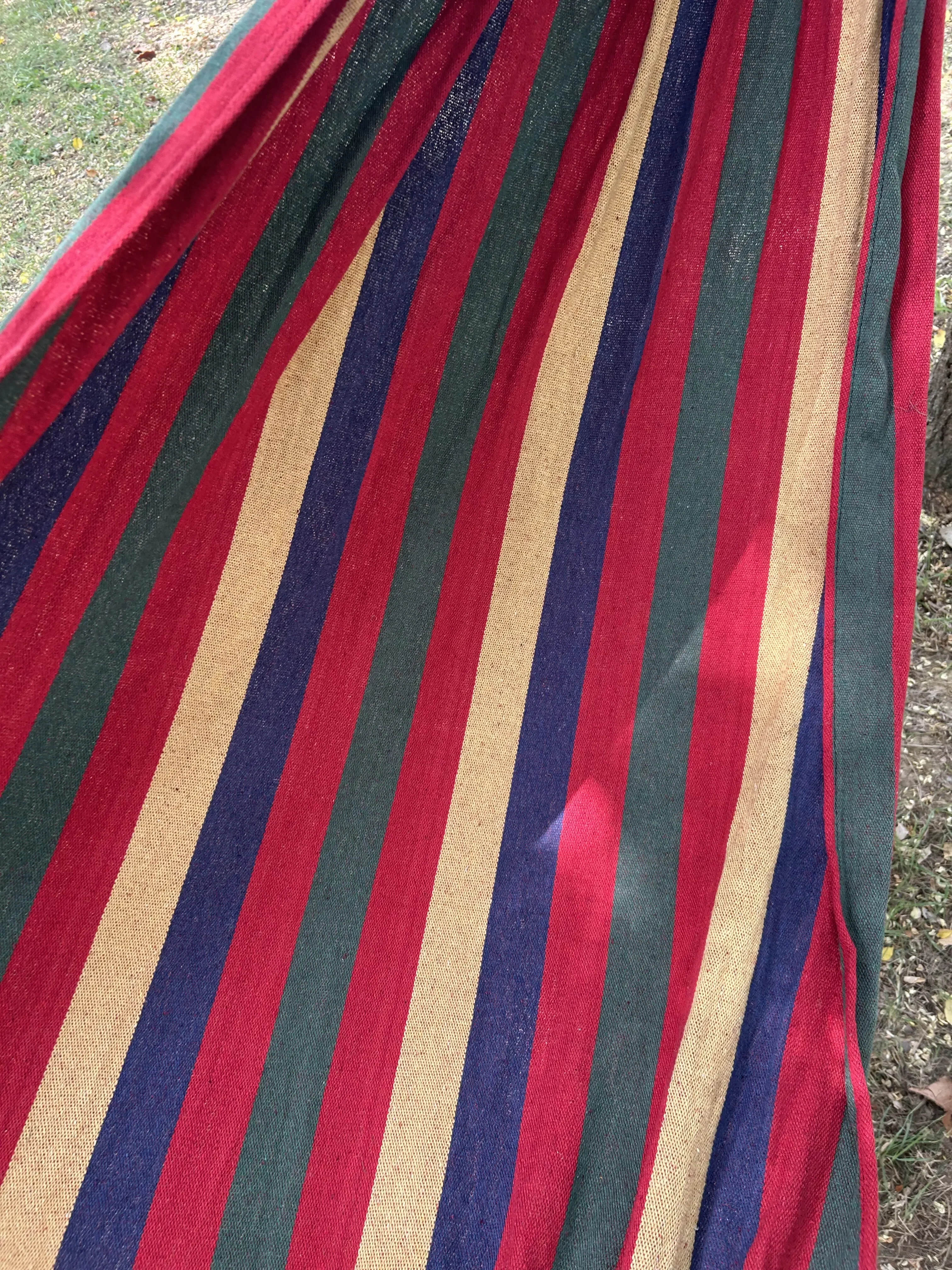 yesDouble Cotton Hammock 260x150cm – Rainbow Stripe Hanging Bed & Swing for 2 Person Portable for Outdoor & Garden with Carry Ba
