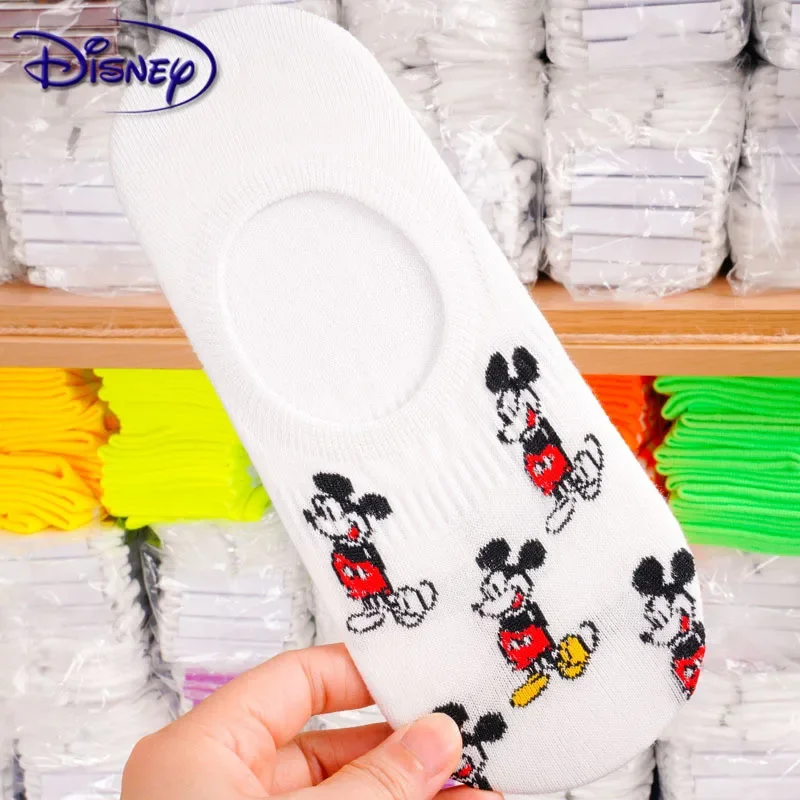 Disney Ladies Socks Cartoon Sweet Mickey Pattern Cotton Socks Female Models Large Size Casual Socks