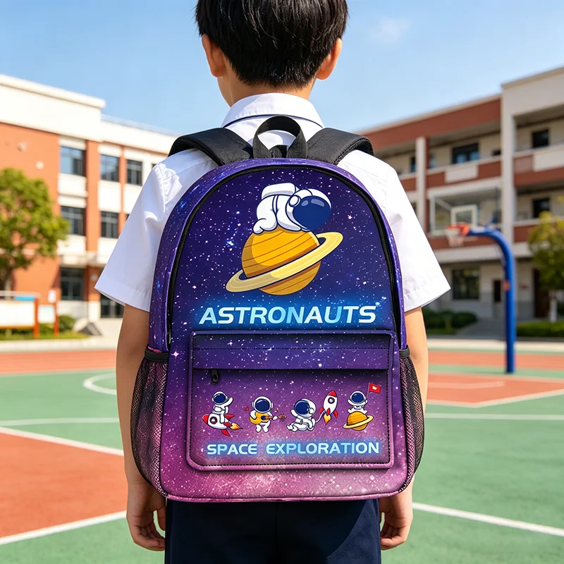Mochila Astronaut Starry Sky, bolsa para lápices, bolso de hombro, con bolsa para el almuerzo, mochilas escolares para niños y niñas, bolsa para libros de exploración espacial