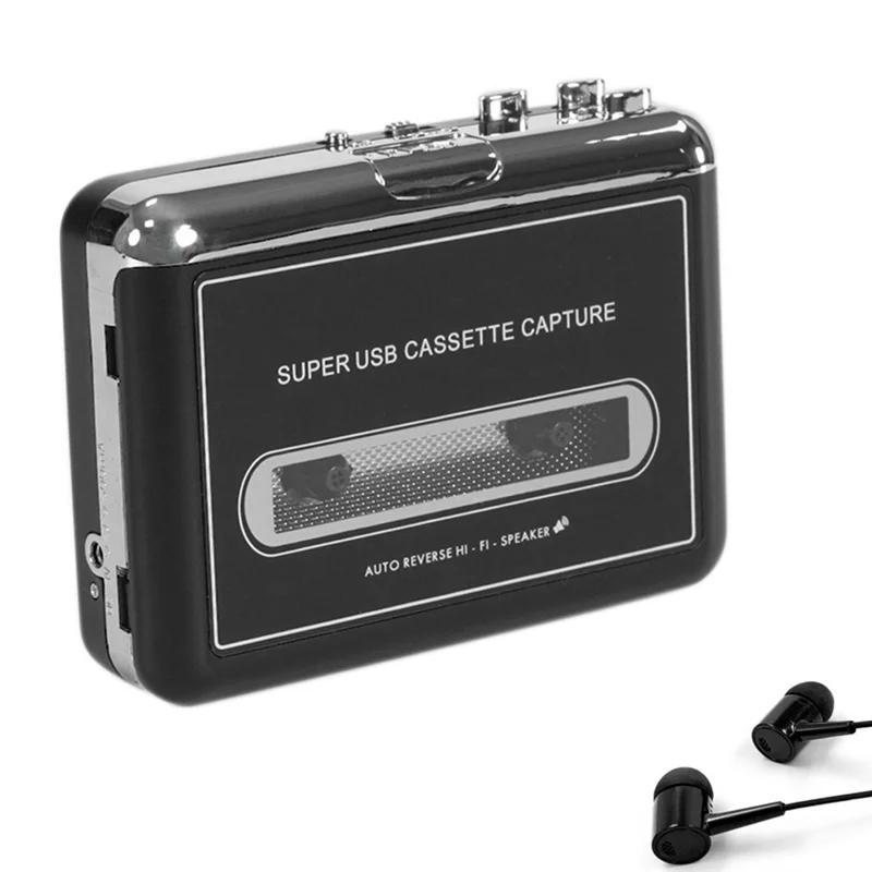 ABJG-Portable Stereo USB Cassette Player Cassette Tape to MP3 Converter Recorder with Loudspeaker