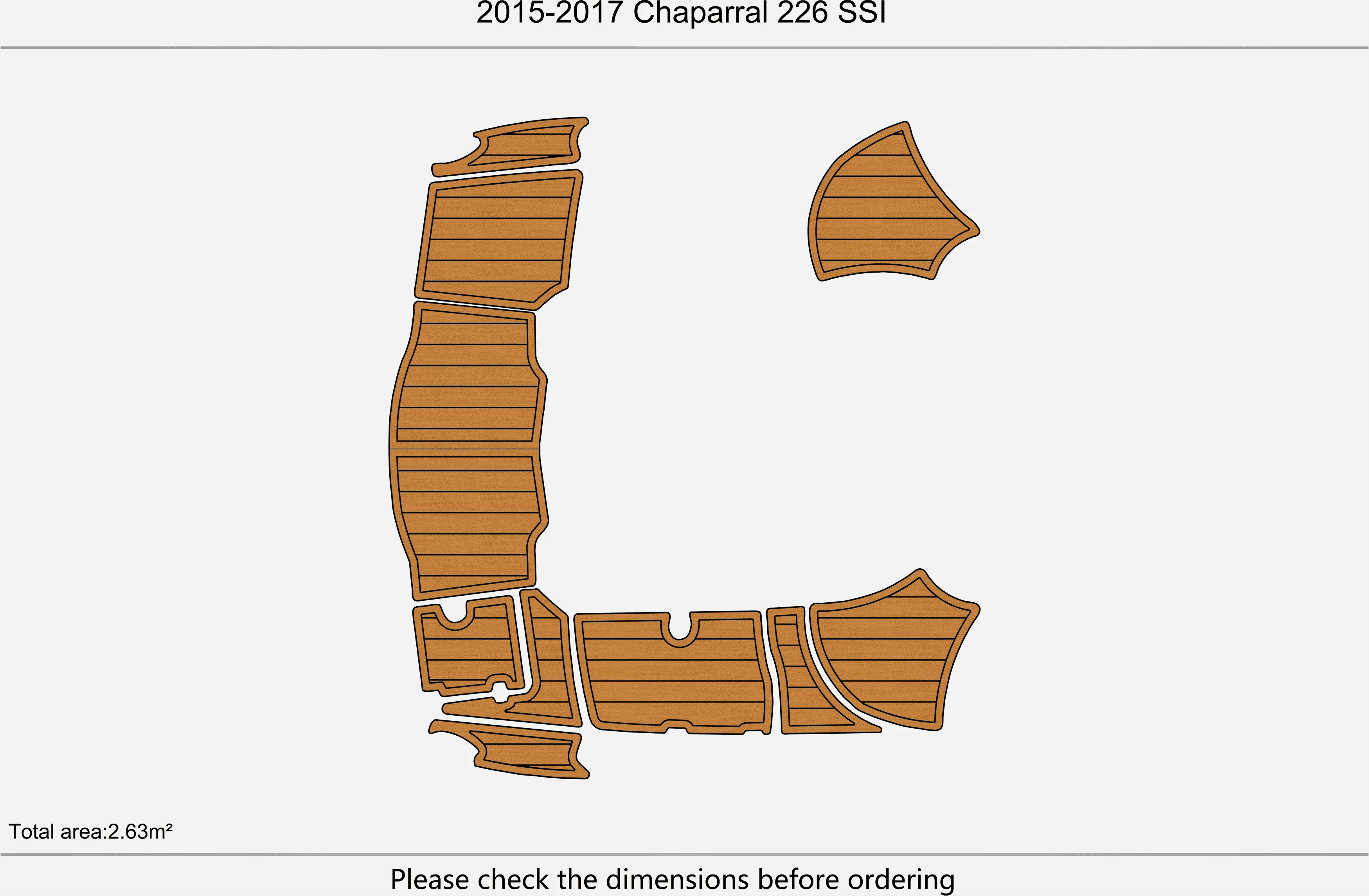 Anti-Skid EVA Faux Teak Self-Adhesive 6mm Boat Decking Pad for 2015-2017 Chaparral 226 SSI SP Yacht Cockpit Durable Marine Floor