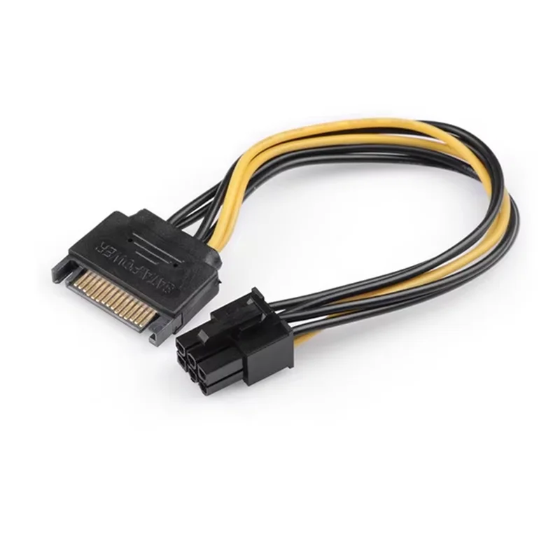 SATA 15 Pin Male M to PCI-e pcie pci-Express pci express Card 6 Pin Female Graphics Video Card Power Cable 15cm