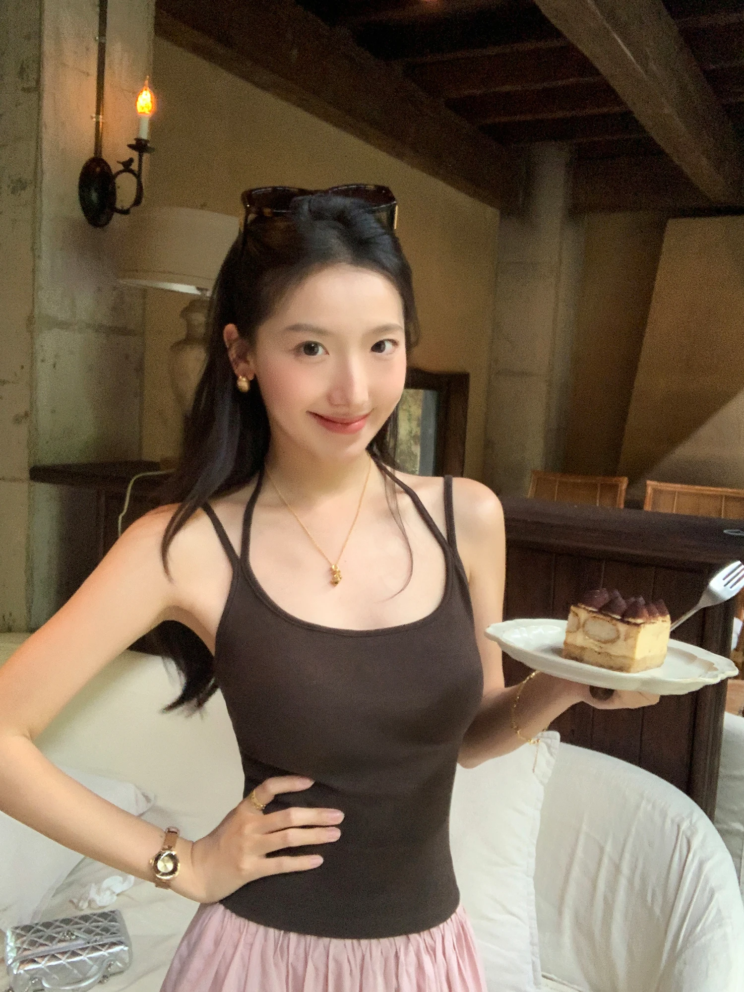 Pusumede Slim Fit Strapless Knitted Vest Women's Outerwear with Chest Pad Sleeveless U-Neckline Summer Casual Top