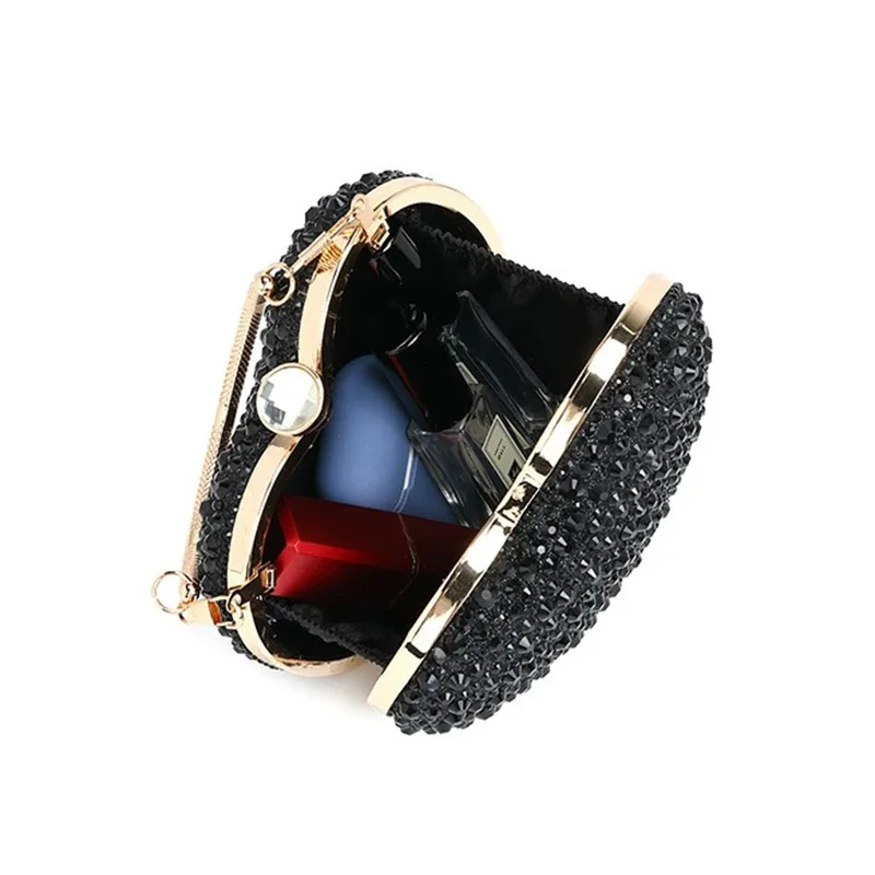 Bolso de mano de lujo con incrustaciones de diamantes en forma de corazón, monedero de cristal con piedras, bolso de hombro para fiesta de boda y noche, 2024