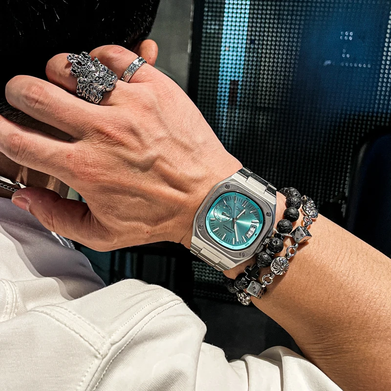 ساعة رياضية مربعة زرقاء من CILOA للرجال 2025 ماركة كبيرة الحجم فاخرة عالية الجودة هدية مثالية لصديقها ساعة كوارتز