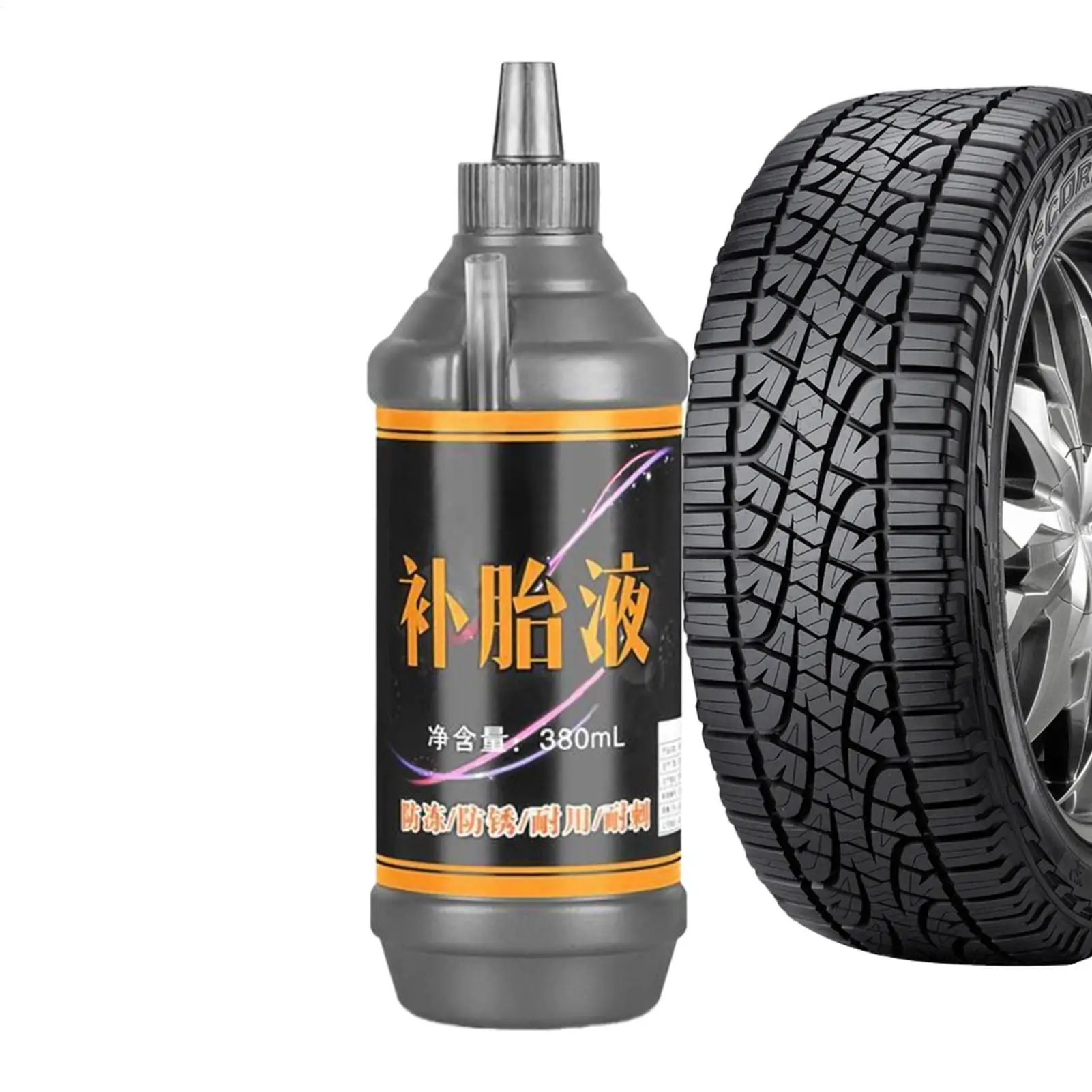 Flat Tire Sealant 380ml Long-Lasting Portable Glue Tire Leak Sealant For Supplies Bicycle Car ATV Tractor Athletic Automotive