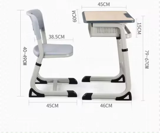 Wholesale primary middle high School Furniture Fixed single Student Desk And Chair Set  plastic metal adjustable study Table