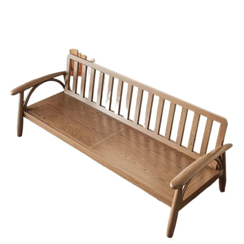 

Winter and summer new Chinese solid wood sofa living room small apartment three-person technology cloth zen sofa coffee table