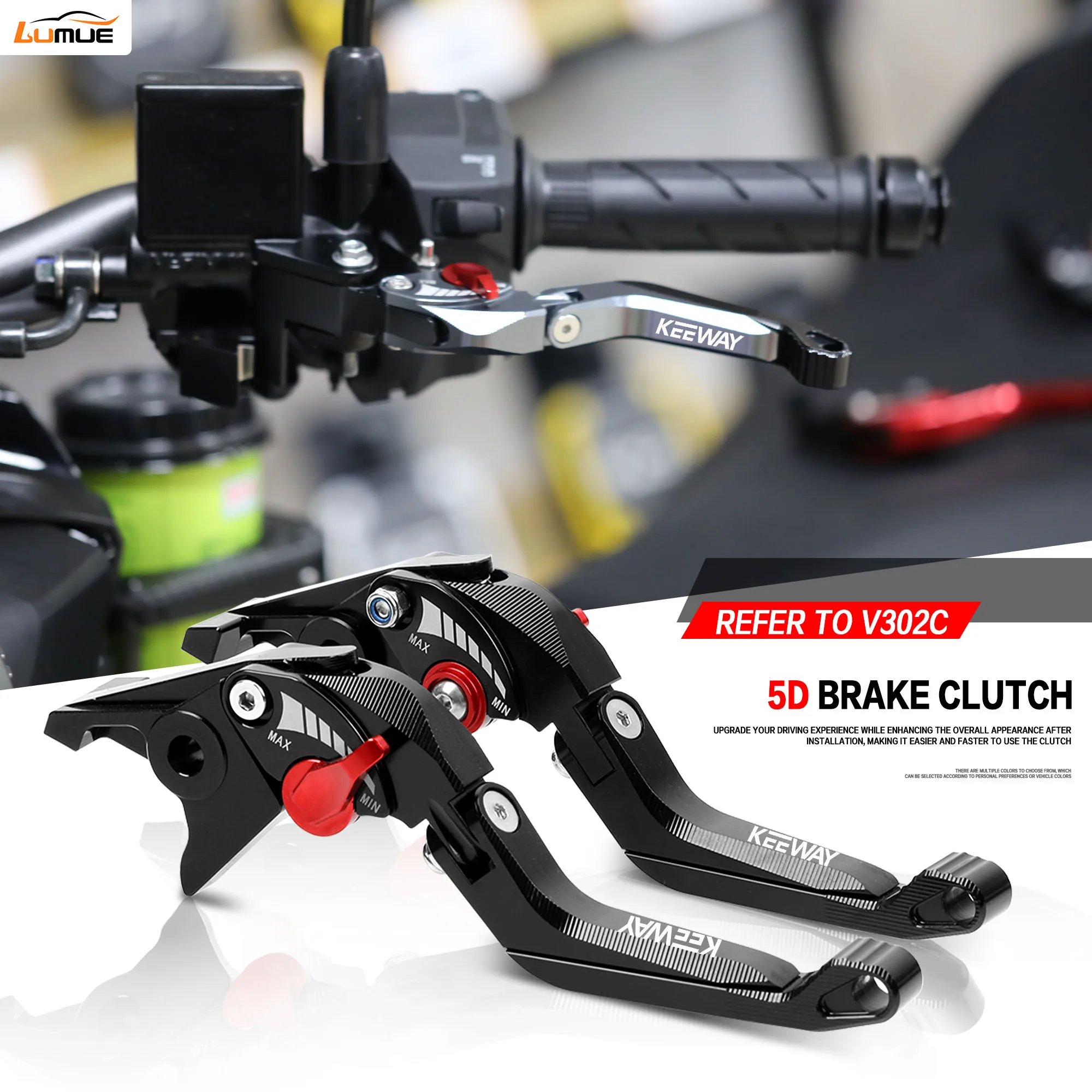 

CNC 5D Clutch Brake Lever Adjustable Clutch Brake Lever LOGO Keeway For Keeway V302 C 302C Keeway V 302