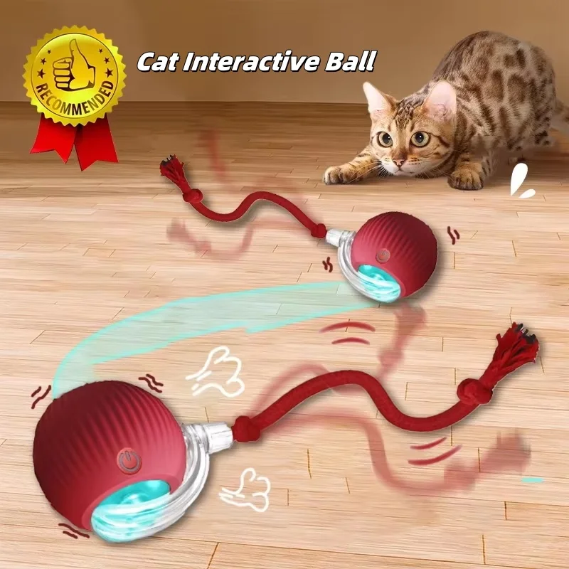 Interactive Ball Cat Toys Automatic Rolling Ball Faux Tail Rechargeable Smart Pet Electric Toy Dog Cat Training Imitate Mouse