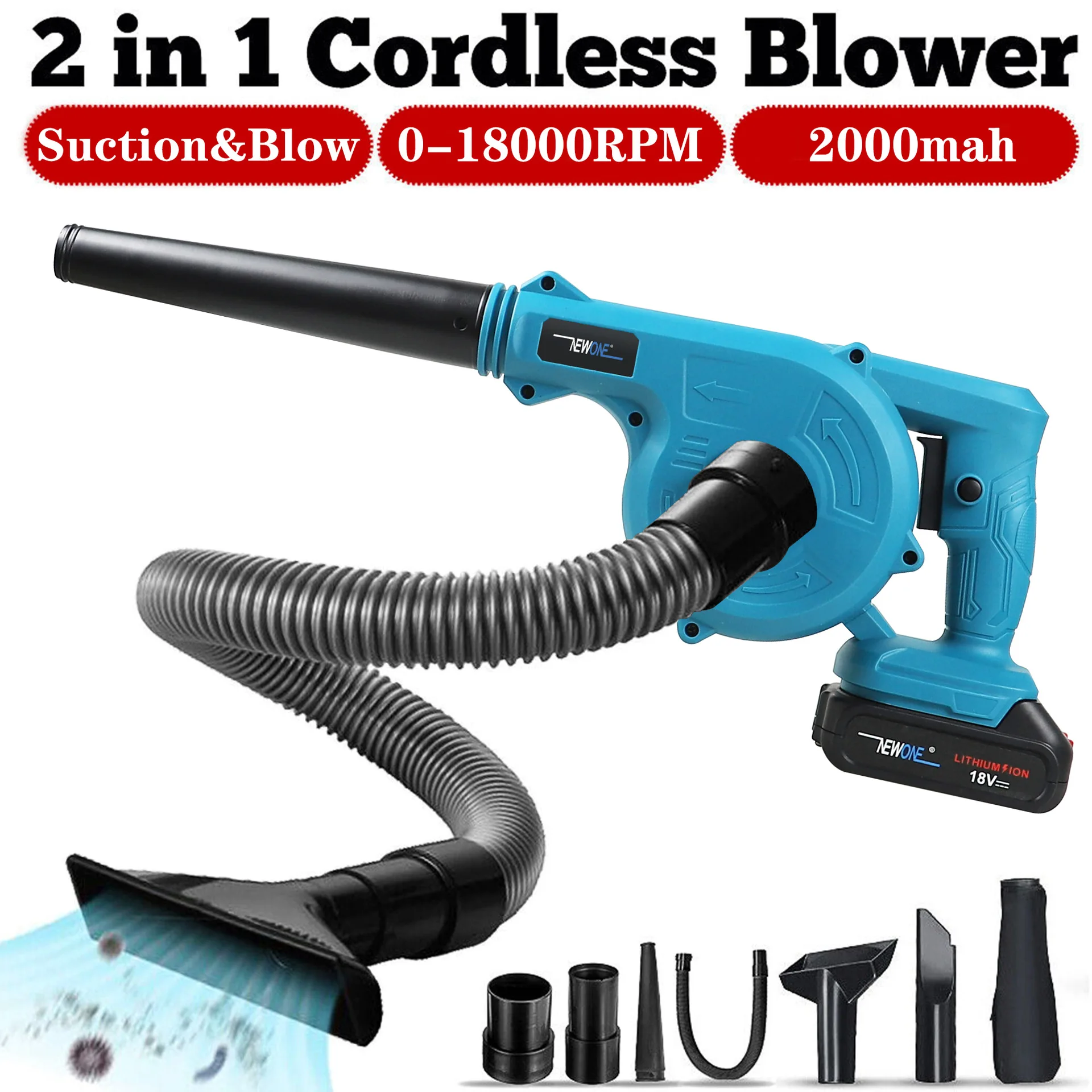 

21V Lithium Battery Household Dust Blower Rechargeable Blowing and Suction Dual-purpose Blower