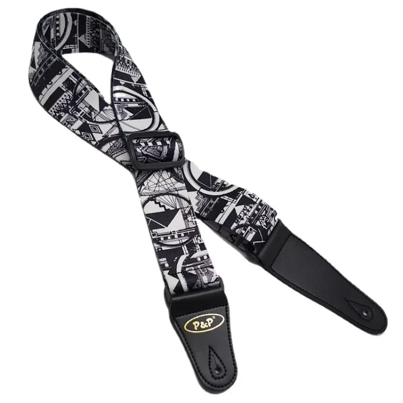 Zebra-striped Leopard Print Guitar Strap Adjustable Shoulder Strap for Acoustic Folk Electric Guitar Bass Ukulele Guitar Strap