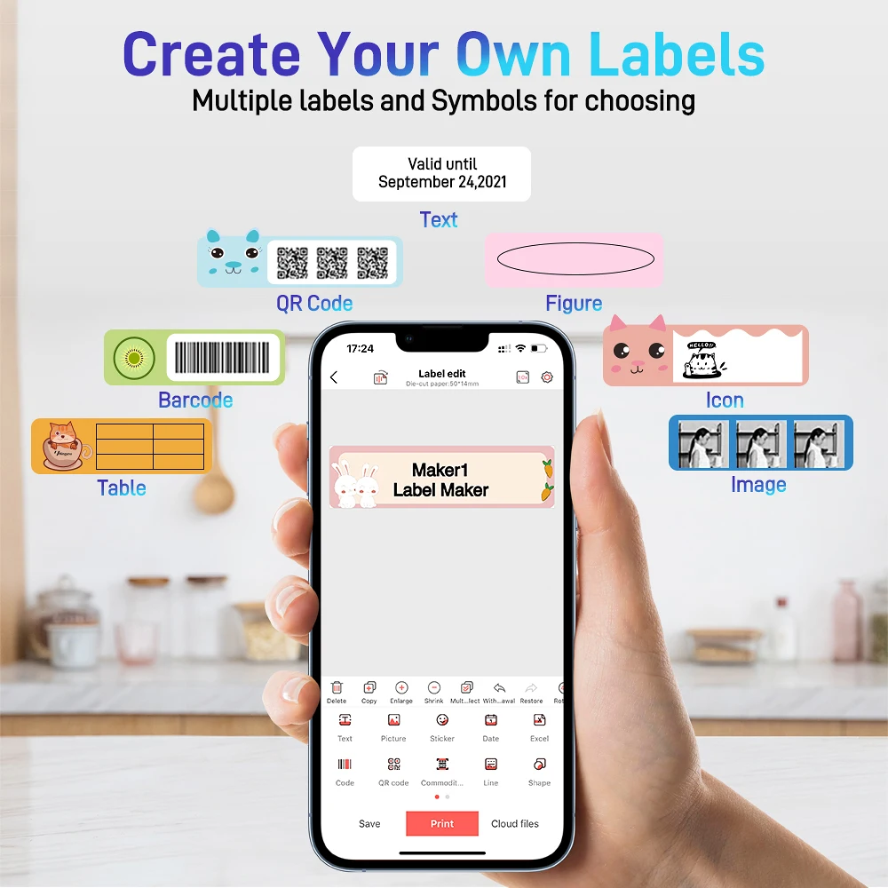 Marklife M1 طابعة بلوتوث صغيرة محمولة بدون حبر مثل طابعة الملصقات الحرارية D11 D110 D101