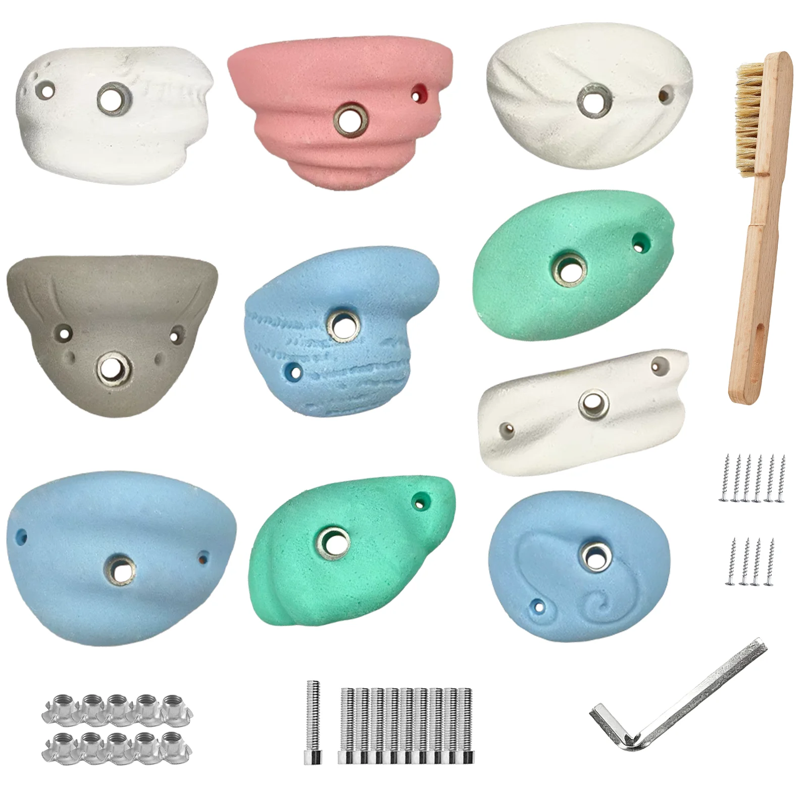 

Qicrdvi Premium Resin Rock Climbing Holds for Kids &Adults, Jumbo Rock Climbing Wall Grips Indoor/Outdoor with Mounting Hardware