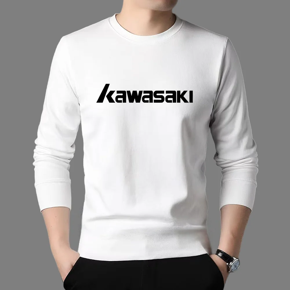

KAWASAKI Мужская футболка с длинным рукавом, весенне-осенний мотоциклетный топ, классическая футболка высокого качества из 100% хлопка для мужчин и женщин