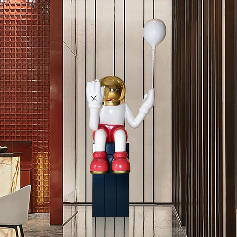 Creative FRP Outer Space Astronauts Sculptured Ornaments Shopping Mall Sales Office Lobby