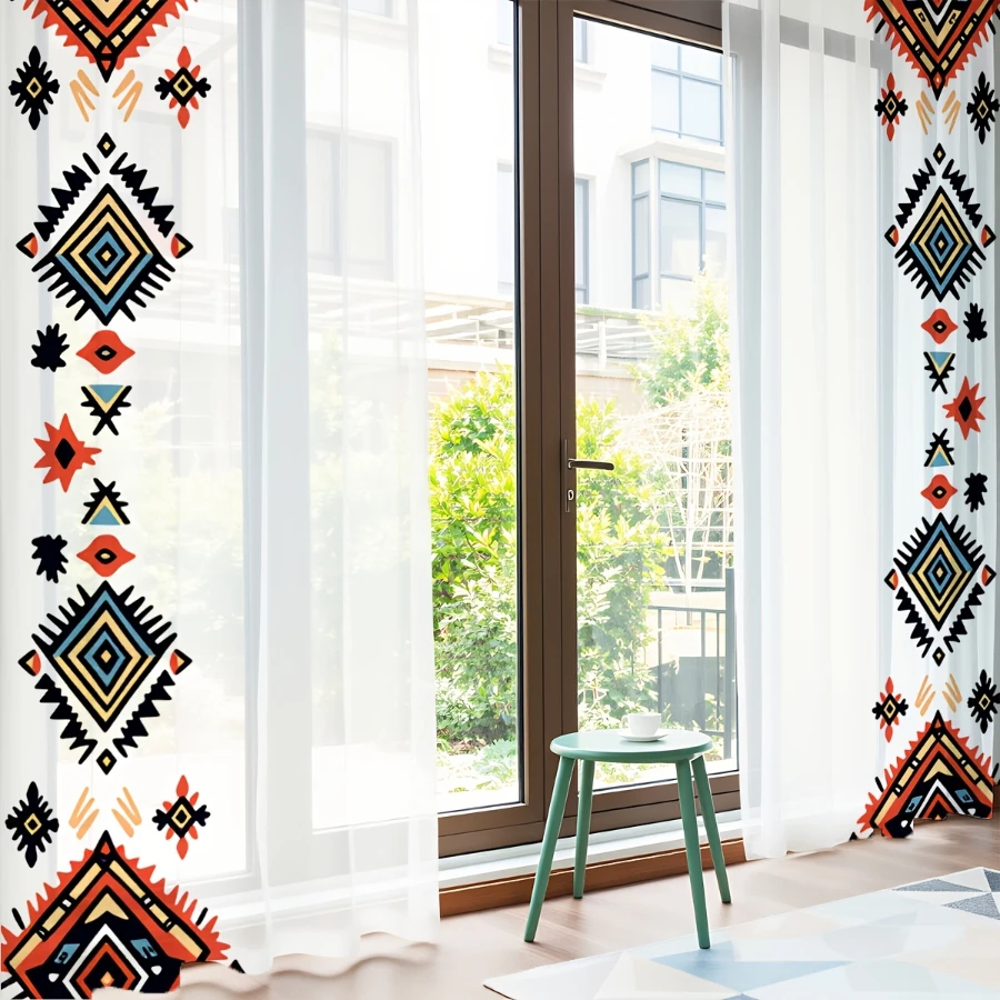 2PCS Digital Print Sheer Curta - огляд і ціна Home Office Rate
