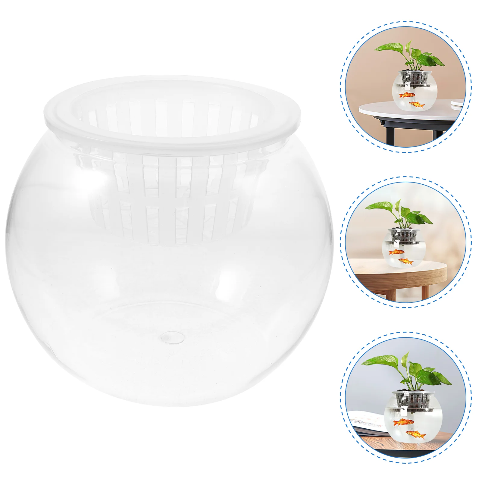 Round Transparent Fish Tank Plastic Aquarium For Desktop Tabletop Bowl Anti-falling Office Plant Holder Goldfish Home