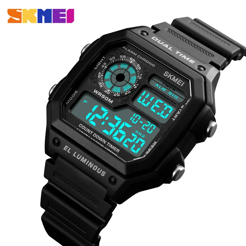 

SKMEI 1299 Alarm Male Digital Watch reloj hombre Outdoor Sport Watch Fashion Men PU Strap Multifunction Waterproof Watches