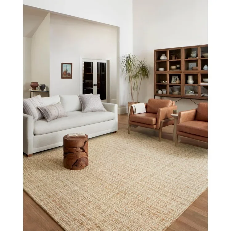 

home.Chris Loves Julia Polly 7'-9" x 9'-9" Area Rug in Straw/Ivory - Large Neutral Area Rug, Unique Patterned Rug for Living Ro