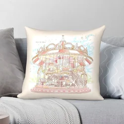 Pastel Circus Carousel Square Pillowcase Polyester Printed Zip Decor Throw Pillow Case Home Cushion Cover 45x45