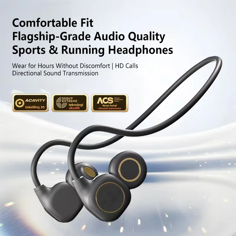 NEW Real Bone Conduction Sport Headphone Wireless Earphone Bluetooth-Compatible Headset Hands-free with Mic for Running
