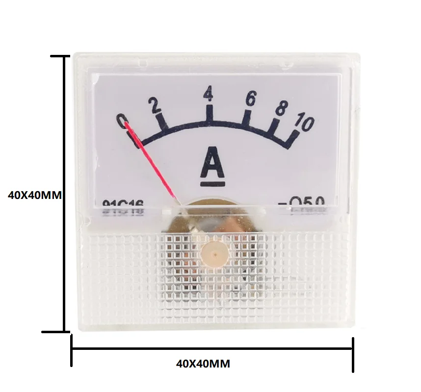 

91C16 40X40MM 10A Analog DC Ammeter Pointer Type Panel Meter for Voltage Current Measurement