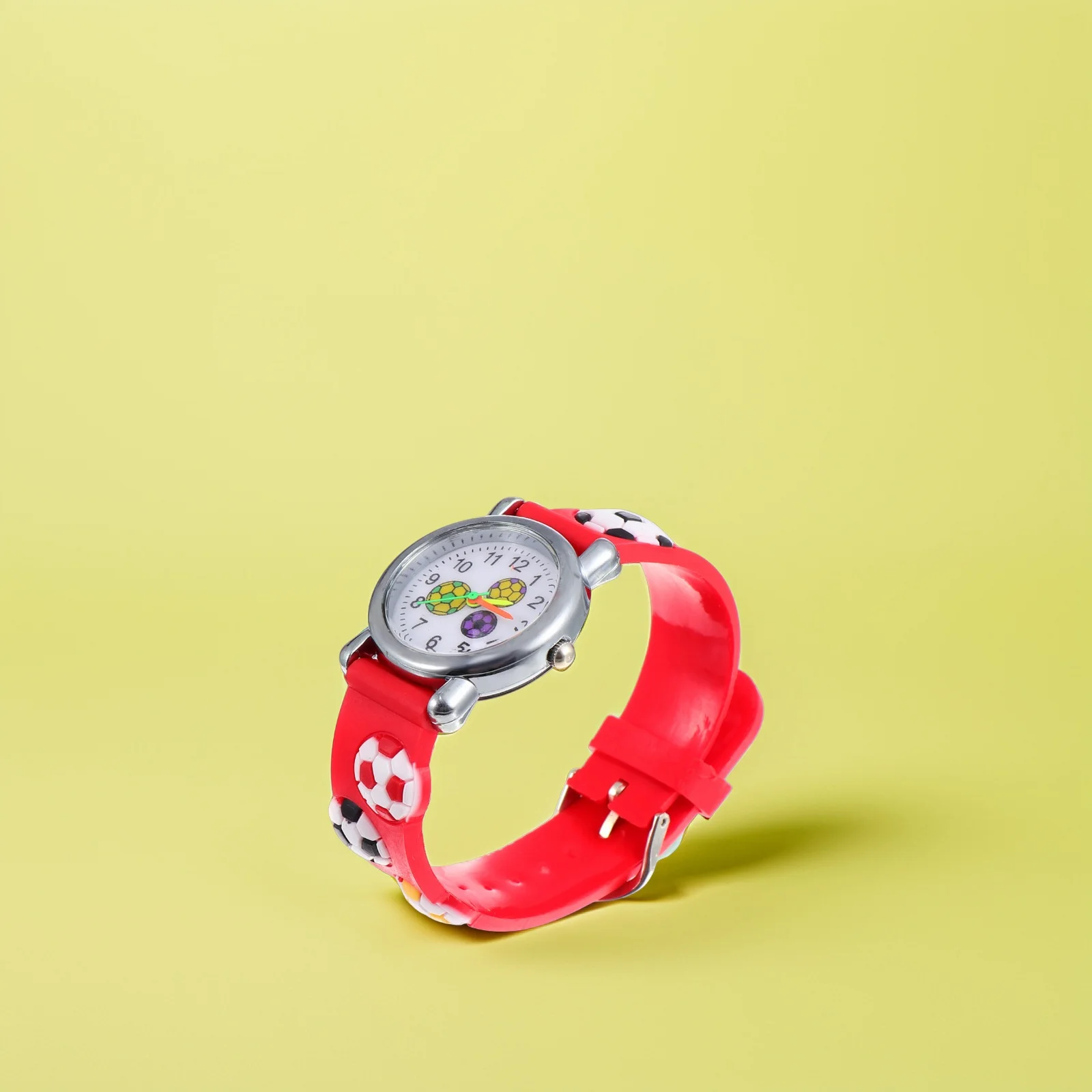 

1pc Football Kids Watches Red Cartoon Wristwatch Durable Plastic Strap Lightweight Children Watch Gift Toddler Boys Girls