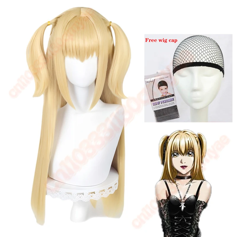 Anime Death note MisaMisa Cosplay Pruik Misa Amane Lange Blonde Dubbele Staarten Hittebestendige Haar Halloween Party Pruiken + Pruik Cap