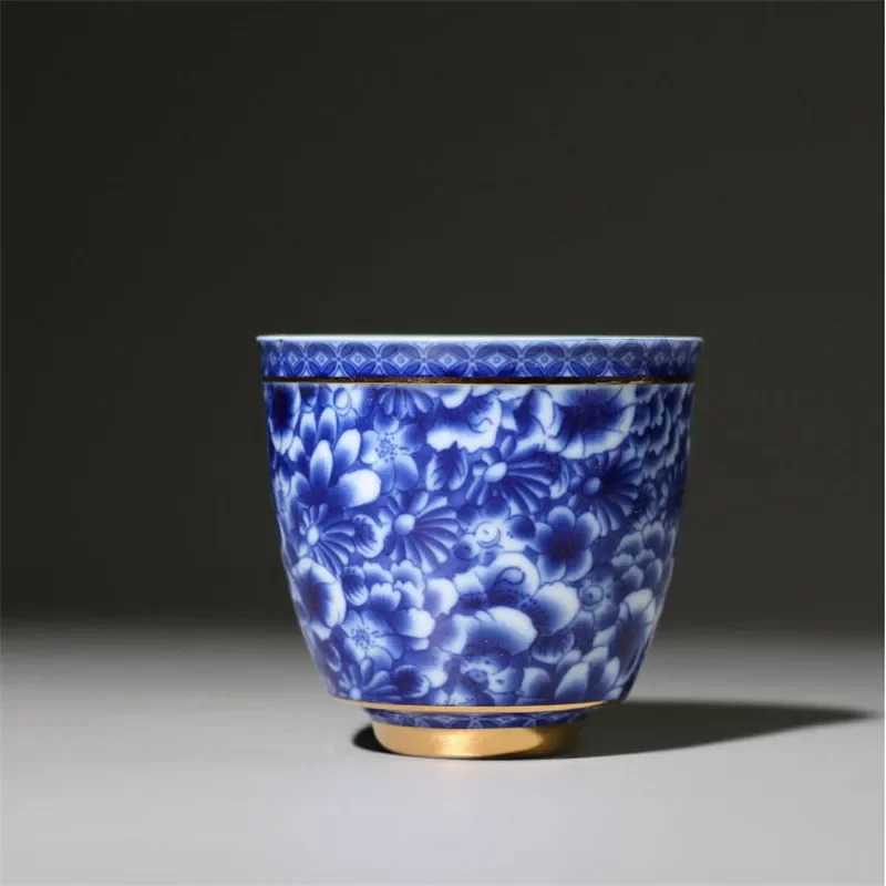 Chinese Jingdezhen Blue and White Porcelain Tea Cup, Small Tea Bowl, Ceramic Teacup, Coffee, Beer, Wine Mug, Household Drinkware