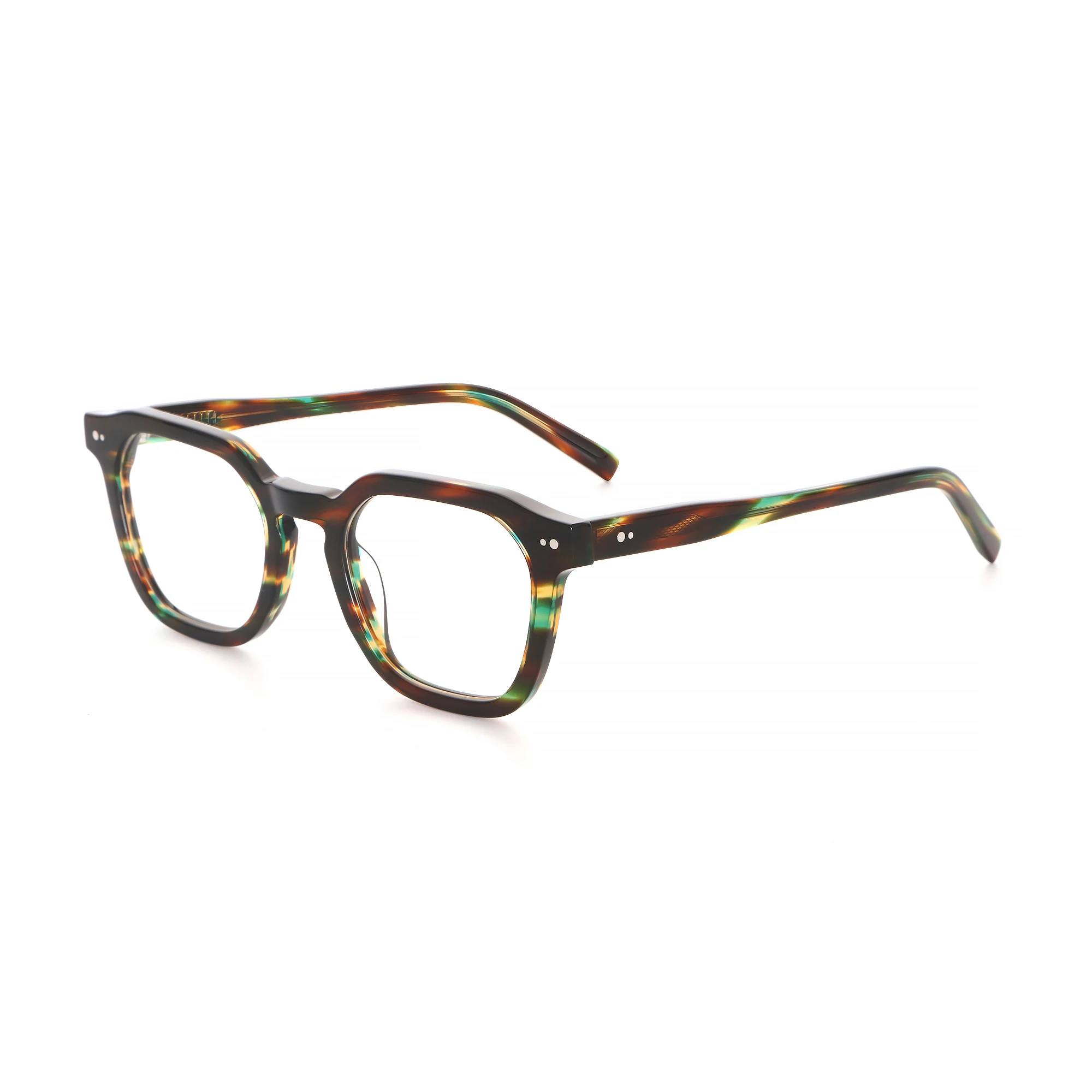 

High Quality Acetate Men's Frames Retro Rivet Design Glasses Classic Fashion Vintage Women's Optical Glasses With Clear Lenses